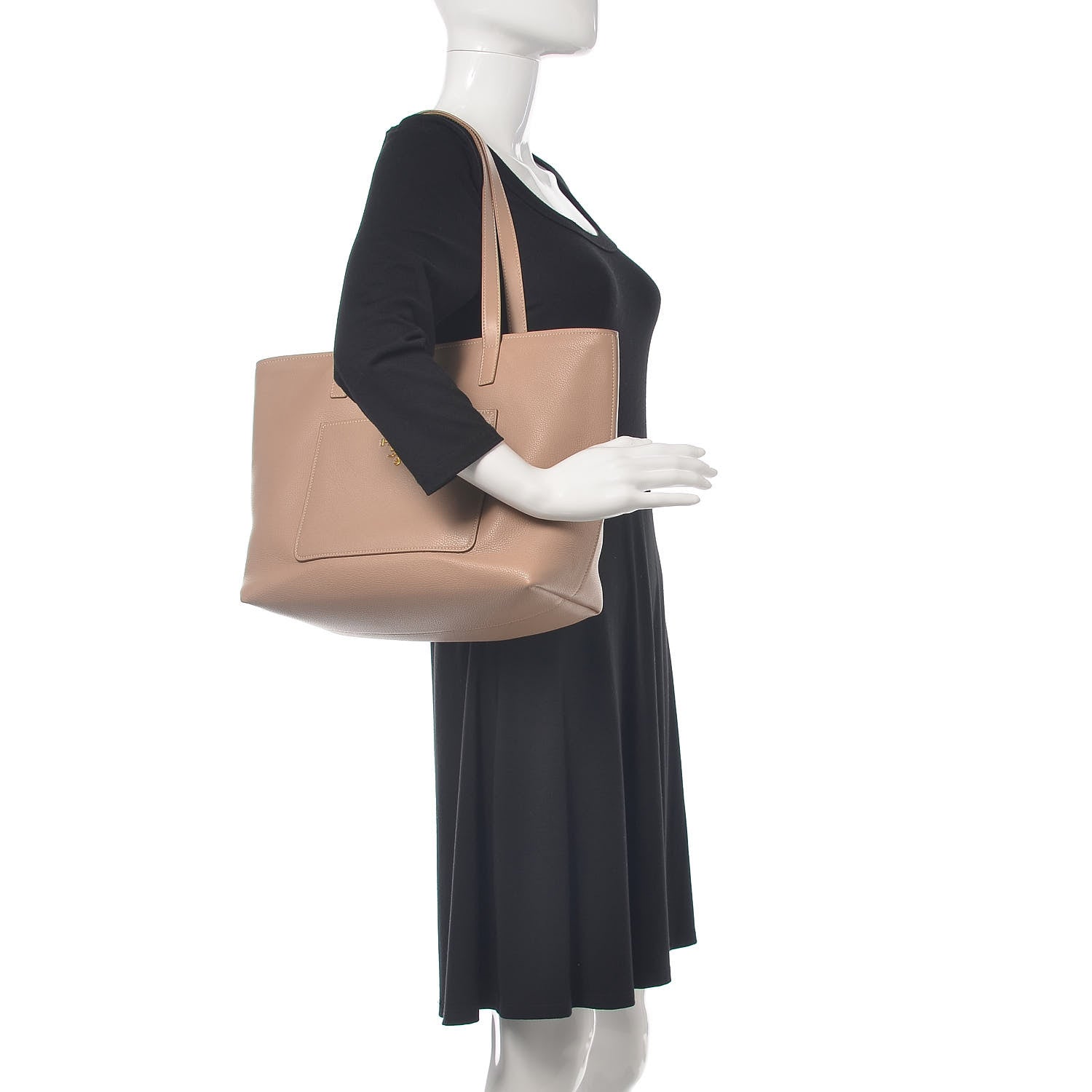 Prada Vitello Daino Pocket Shopping Tote Cammeo 2 of 12