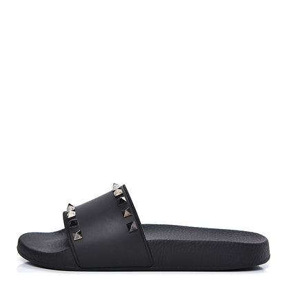 Valentino Garavani Rubber Rockstud Slide Sandals 36 Black 1 of 9