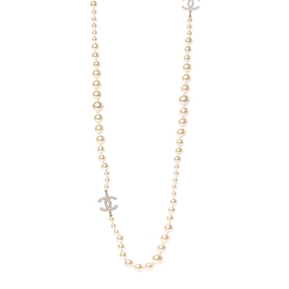 Chanel Graduated Pearl CC Long Necklace Light Gold 1 of 7