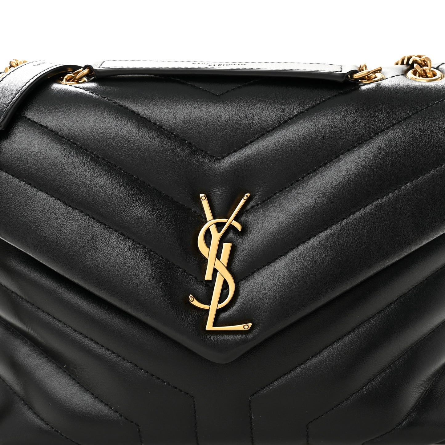 Calfskin Y Quilted Monogram Small Loulou Chain Satchel Black