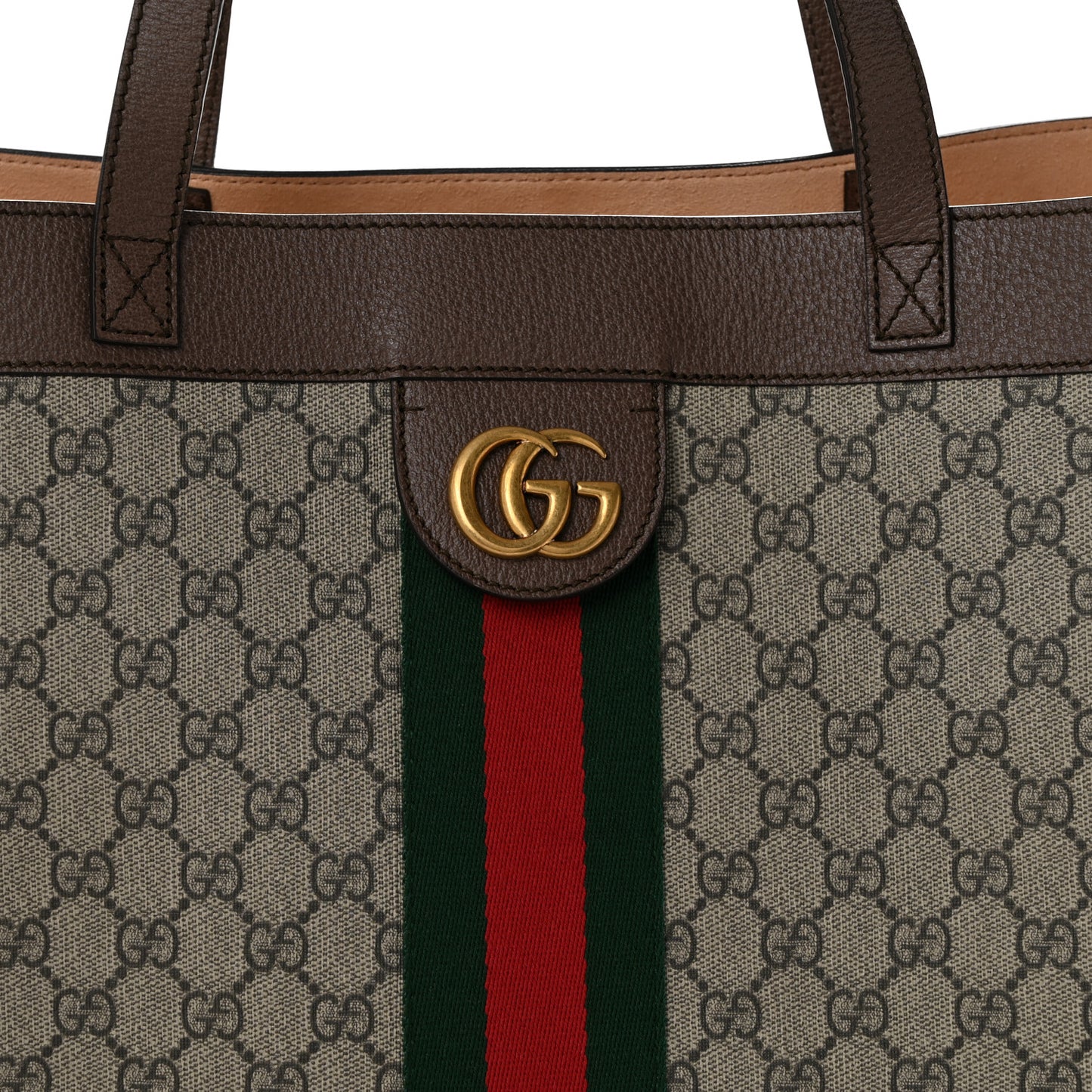 GG Supreme Monogram Web Ophidia Tote Brown