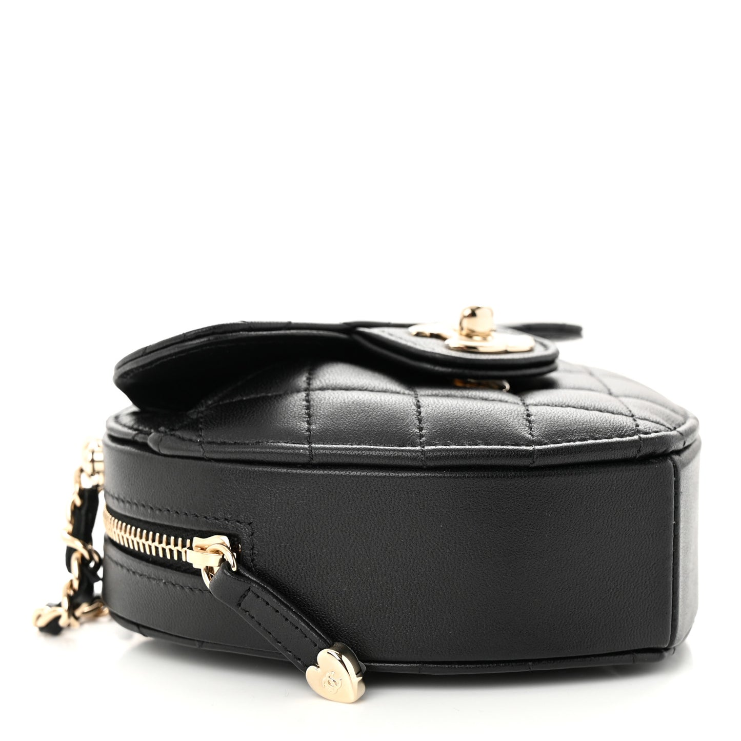 Lambskin Quilted CC In Love Heart Clutch With Chain Black