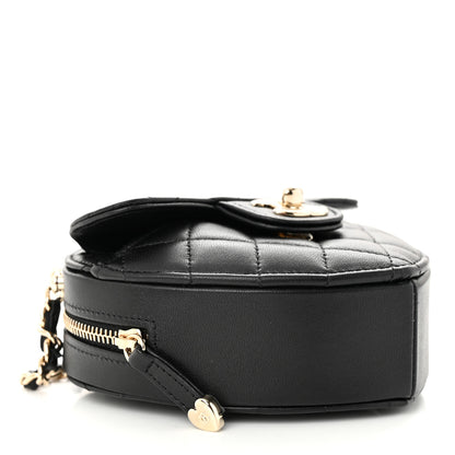 Chanel Lambskin Quilted CC In Love Heart Clutch With Chain Black 4 of 12