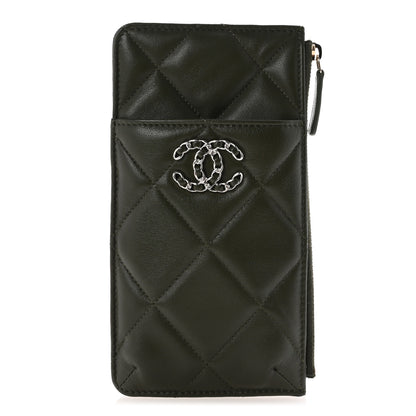 Chanel Lambskin Quilted Chanel 19 Phone and Card Holder Khaki 1 of 8
