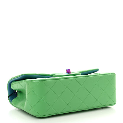 Chanel Lambskin Quilted Mini Rectangular Flap Green Blue 4 of 11