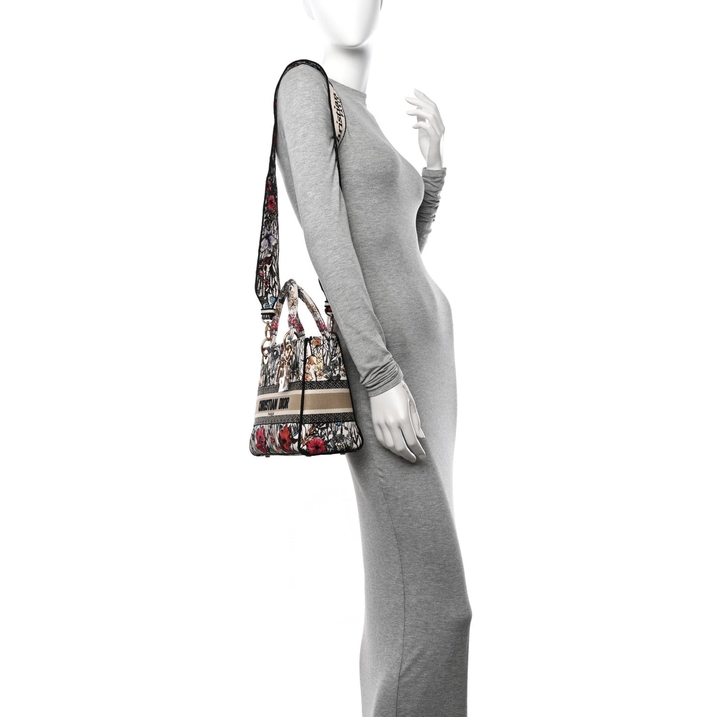 Canvas Embroidered Mille Fleurs Medium Lady D-Lite Multicolor
