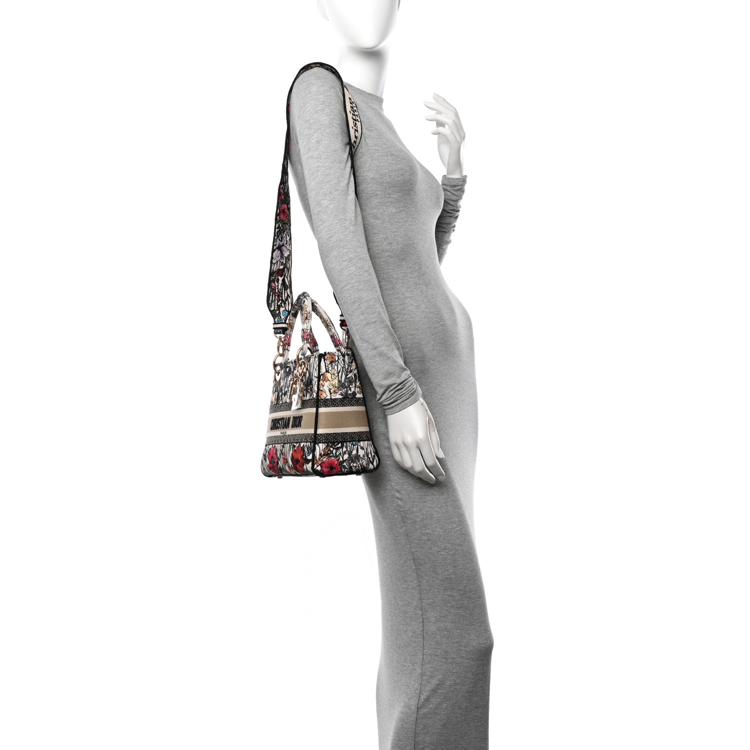 Christian Dior Canvas Embroidered Mille Fleurs Medium Lady D-Lite Multicolor 2 of 12