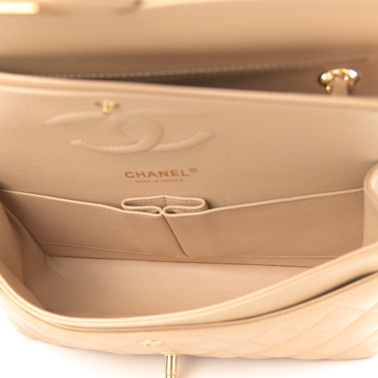 Chanel Caviar Quilted Medium Double Flap Beige 5 of 10