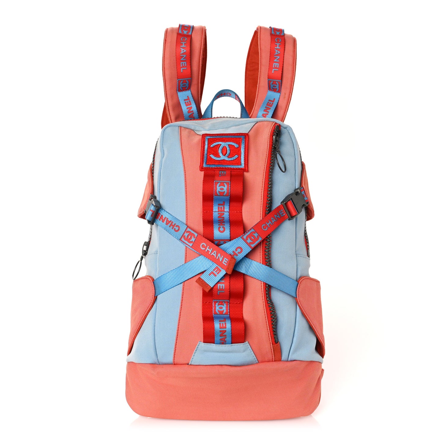 Nylon Sports Backpack Blue Orange