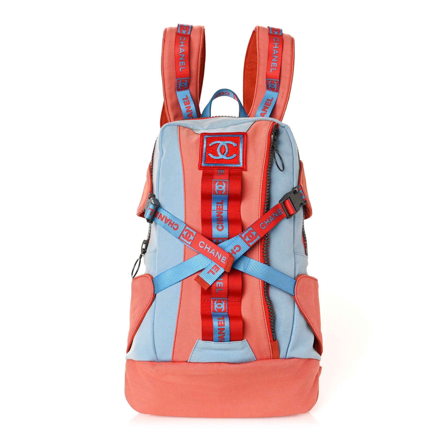 Chanel Nylon Sports Backpack Blue Orange 1 of 11