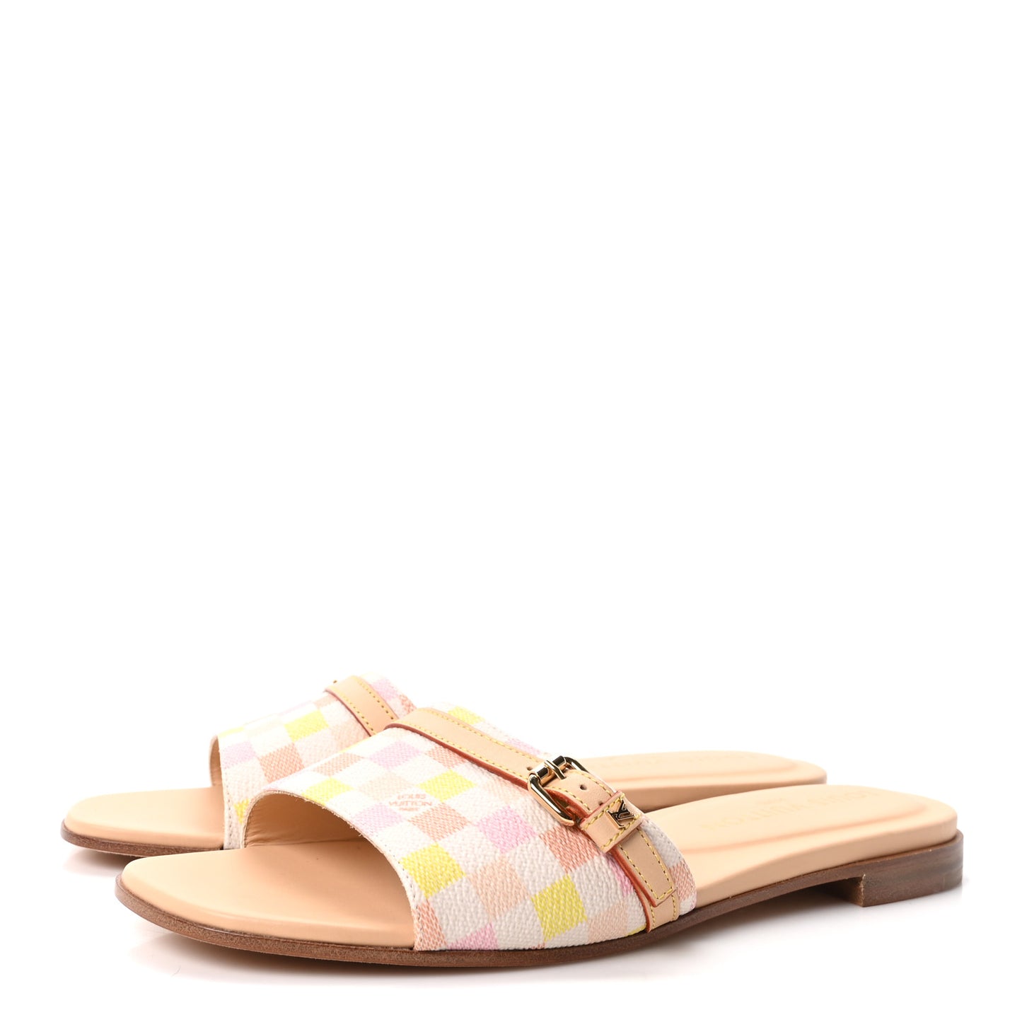 Damierlicious Neo Revival Flat Mule Sandals 38 Rose Peach