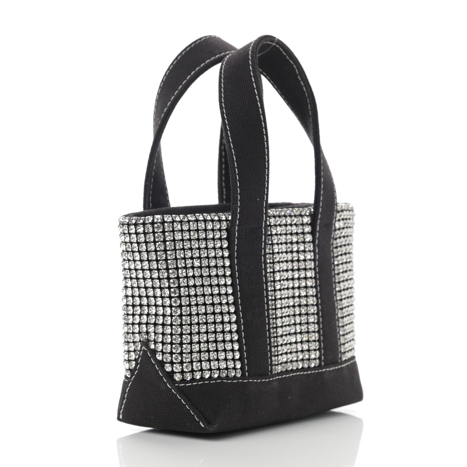 Alexander Wang Mesh Crystal Rhinestone Mini Crusier Tote Black Silver 3 of 12