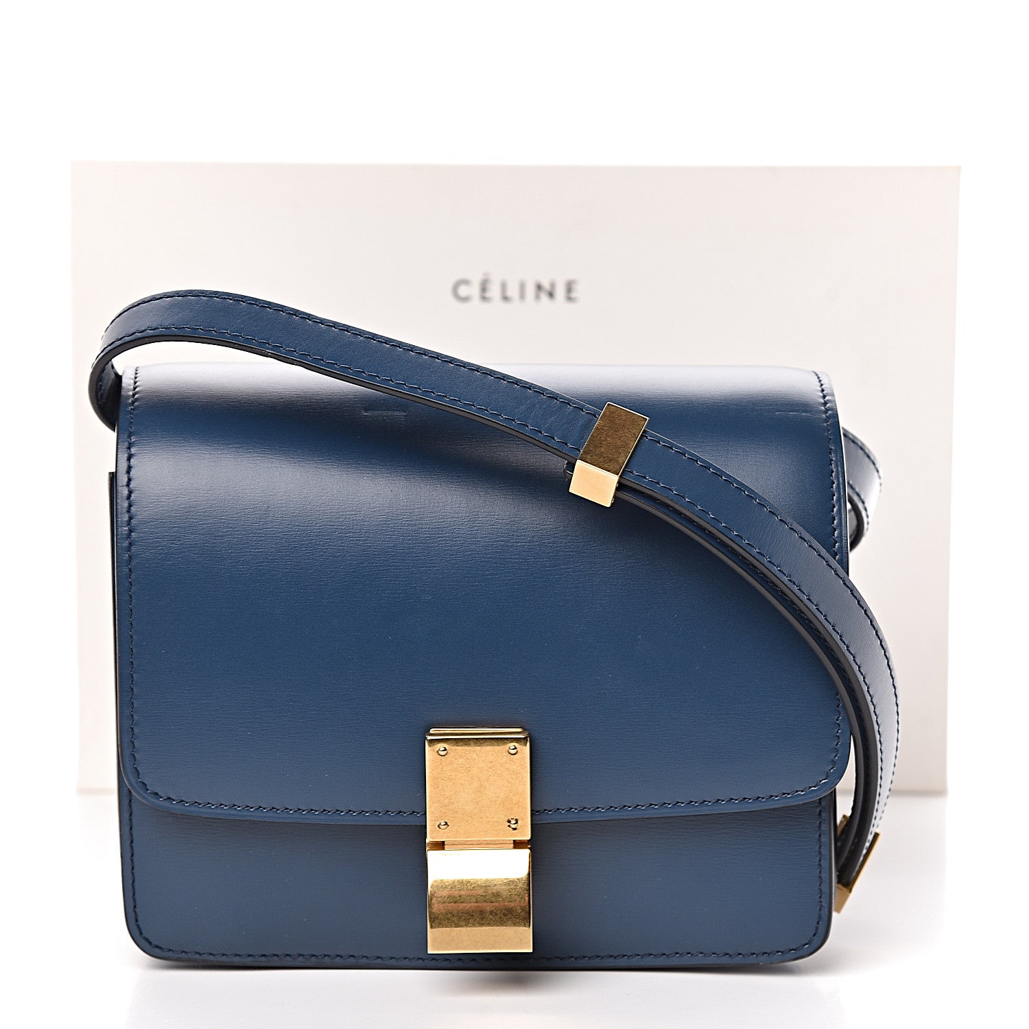 Celine Smooth Calfskin Small Classic Box Flap Bag Metallic Blue 11 of 11