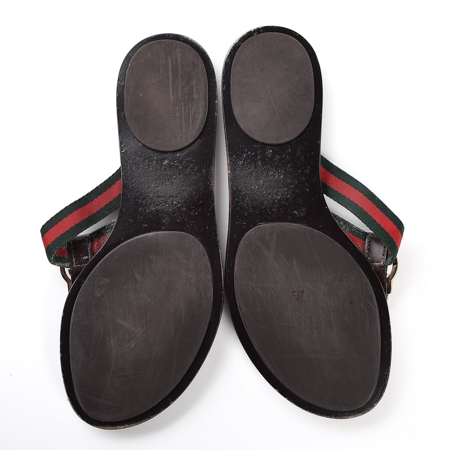 Nylon Guccissima Web Womens Thong Sandals 38.5 Green Red Cocoa