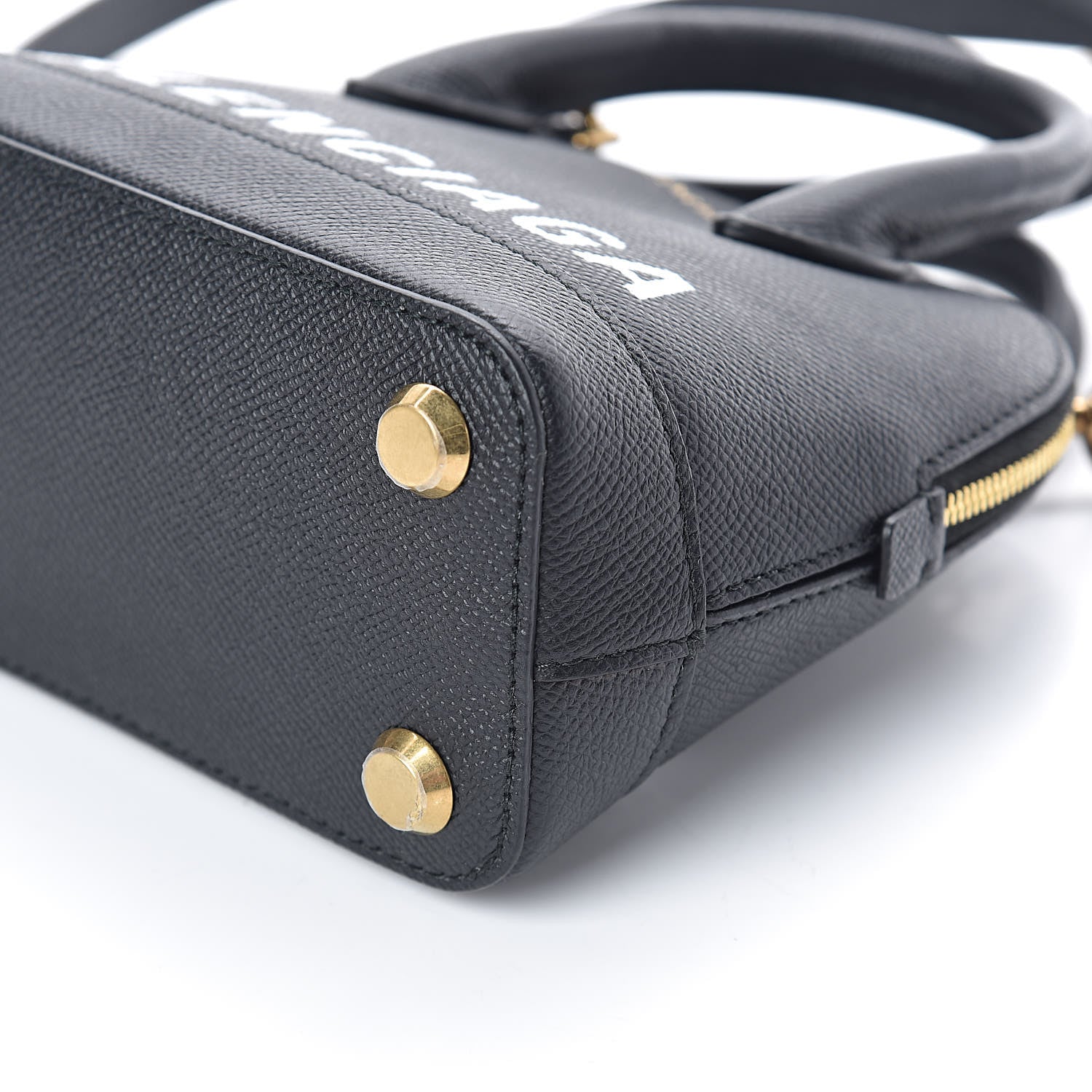 Balenciaga Signature Grained Calfskin XXS Ville Top Handle Bag Black White 8 of 9