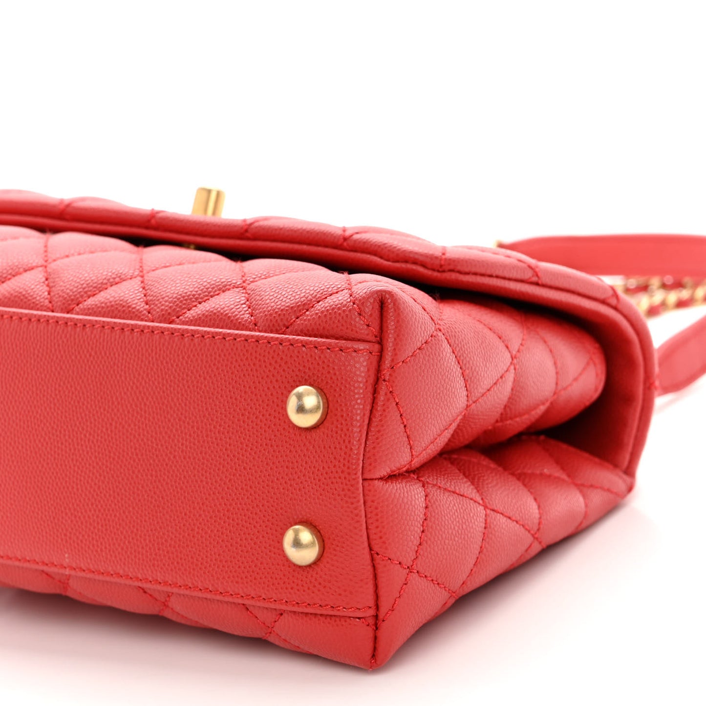 Caviar Quilted Mini Coco Handle Flap Red