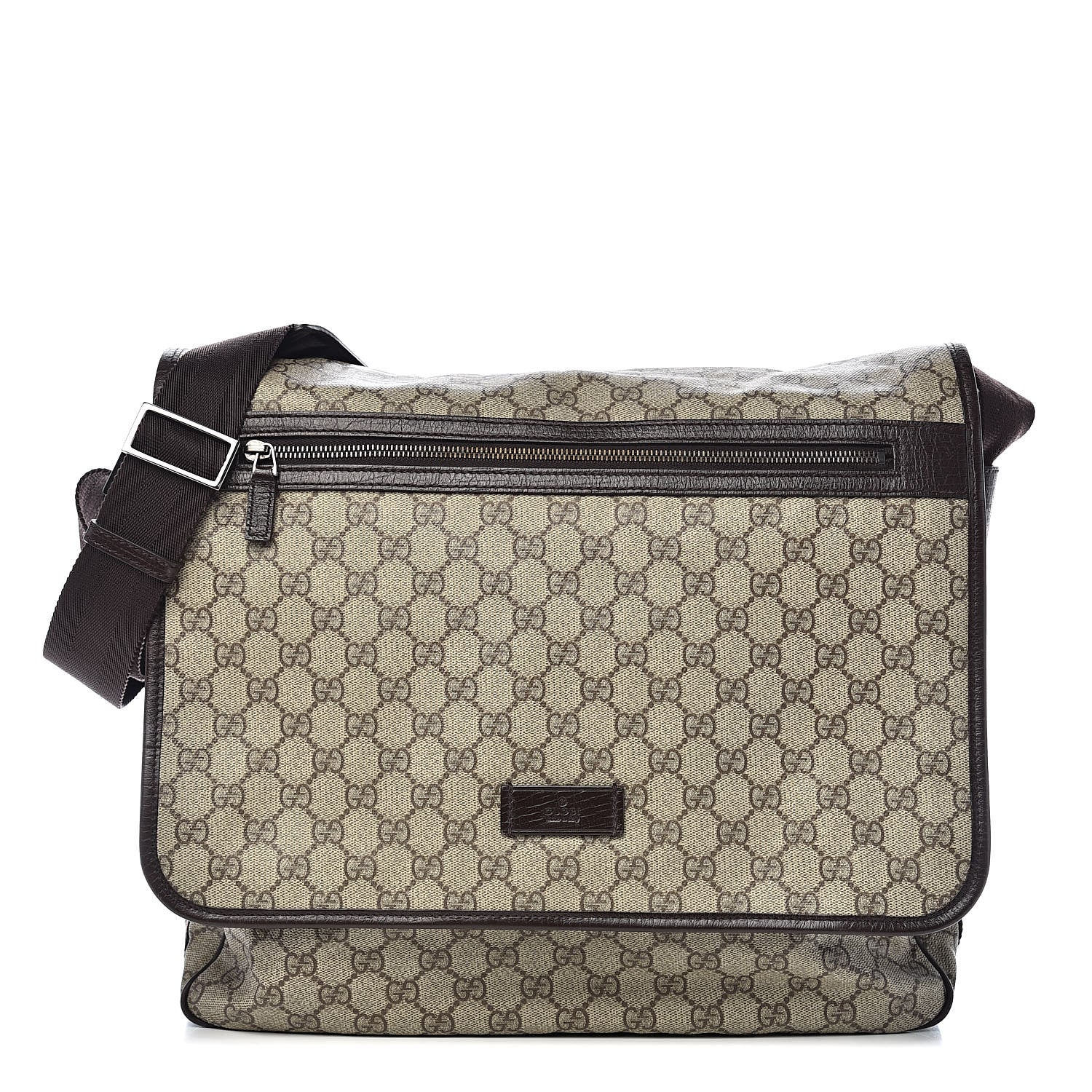 Gucci GG Plus Monogram Large Flap Messenger Bag Beige Dark Brown 1 of 15