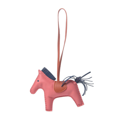 Hermes Milo Lambskin Grigri Rodeo Horse Bag Charm MM Rose Azalee Cornaline Bleu De Malte 1 of 3