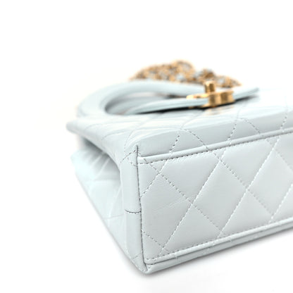 Chanel Shiny Aged Calfskin Quilted Nano Kelly Shopper Light Blue 8 of 10