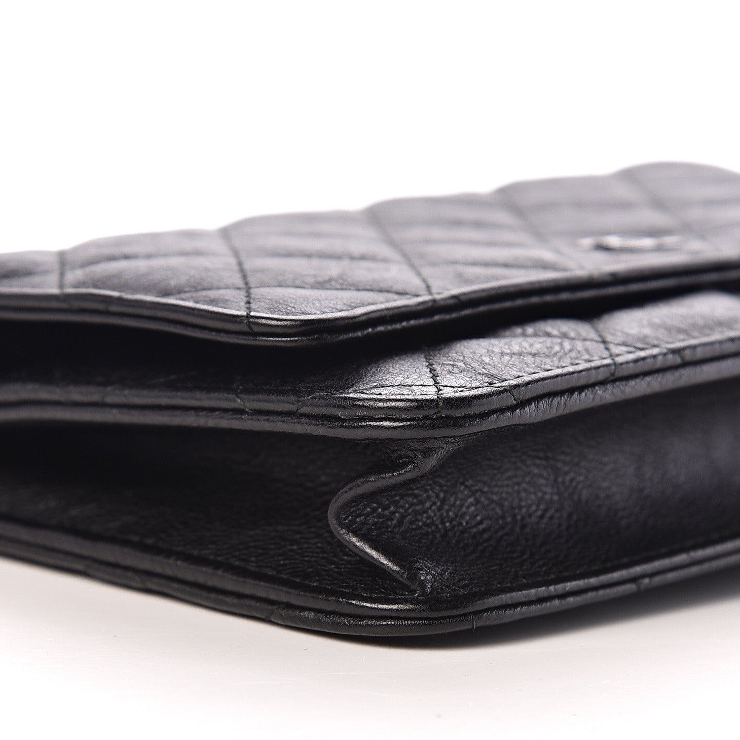 Chanel Crumpled Calfskin Quilted Wallet On Chain WOC So Black 8 of 10