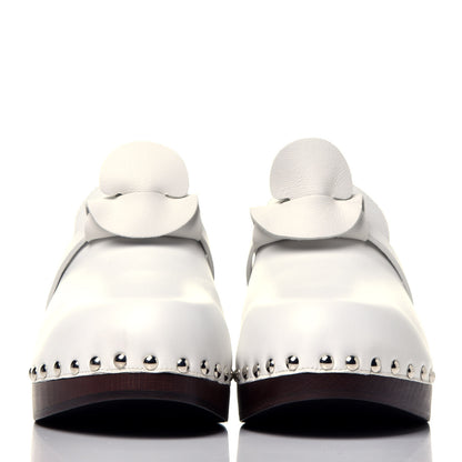 Hermes Smooth Calfskin Calya Mules 38 White 2 of 8