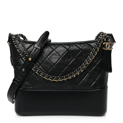 Chanel Aged Calfskin Quilted Medium Gabrielle Hobo Black 1 of 9