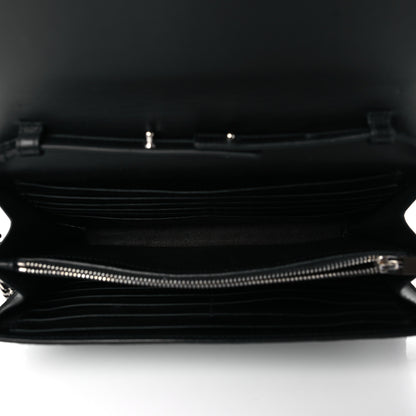 Saint Laurent Calfskin Crocodile Embossed Monogram Chain Wallet Black 5 of 10