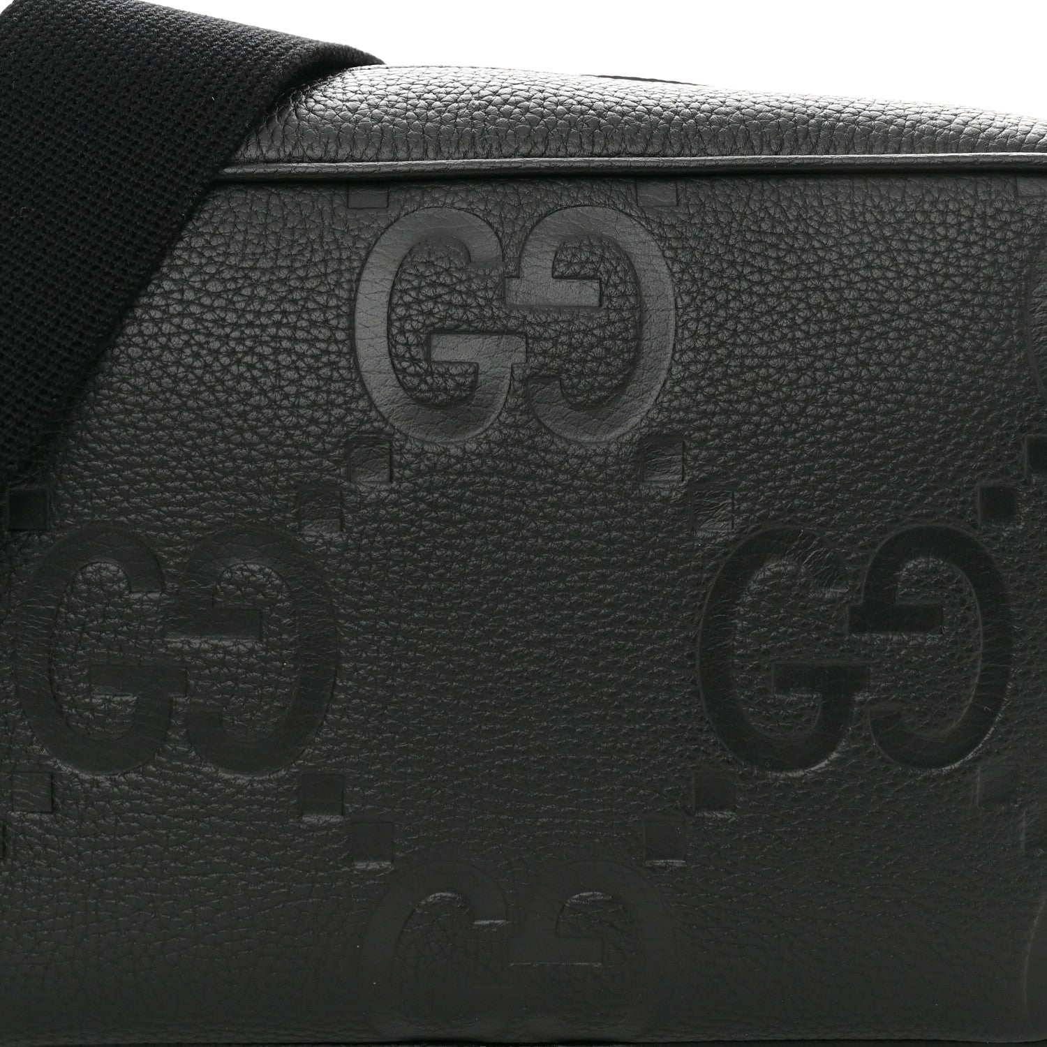 Gucci Piuma Calfskin Jumbo GG Embossed Medium Messenger Bag Black 8 of 10