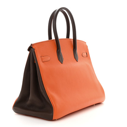 Hermes Togo Bi-Color Birkin 35 Chocolate Orange 3 of 14