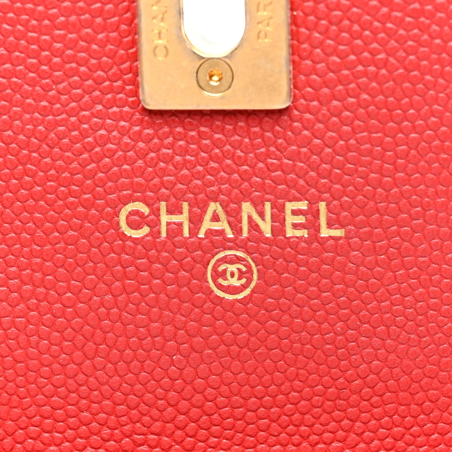 Caviar Quilted Chain Handle Round Phone Holder Red