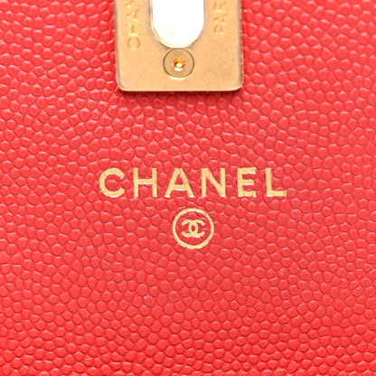 Chanel Caviar Quilted Chain Handle Round Phone Holder Red 6 of 10