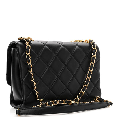 Chanel Lambskin Quilted CC Crystal Logo Chain Flap Black 3 of 12