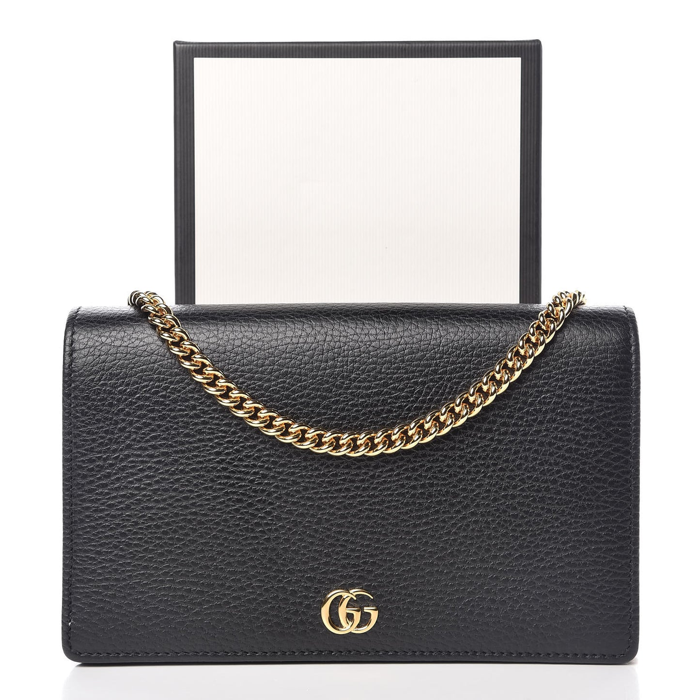 Dollar Calfskin Mini GG Marmont Chain Wallet Black