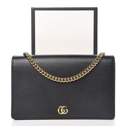 Gucci Dollar Calfskin Mini GG Marmont Chain Wallet Black 9 of 9