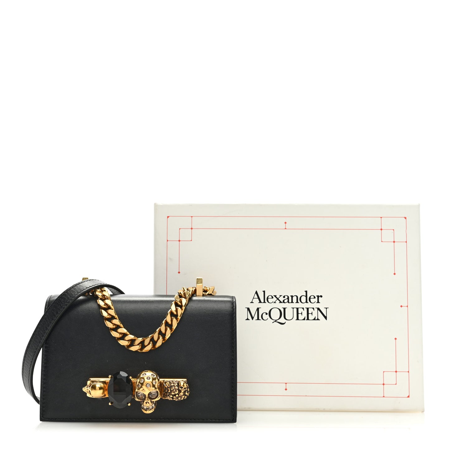 Calfskin Mini Jeweled Knuckle Satchel Black