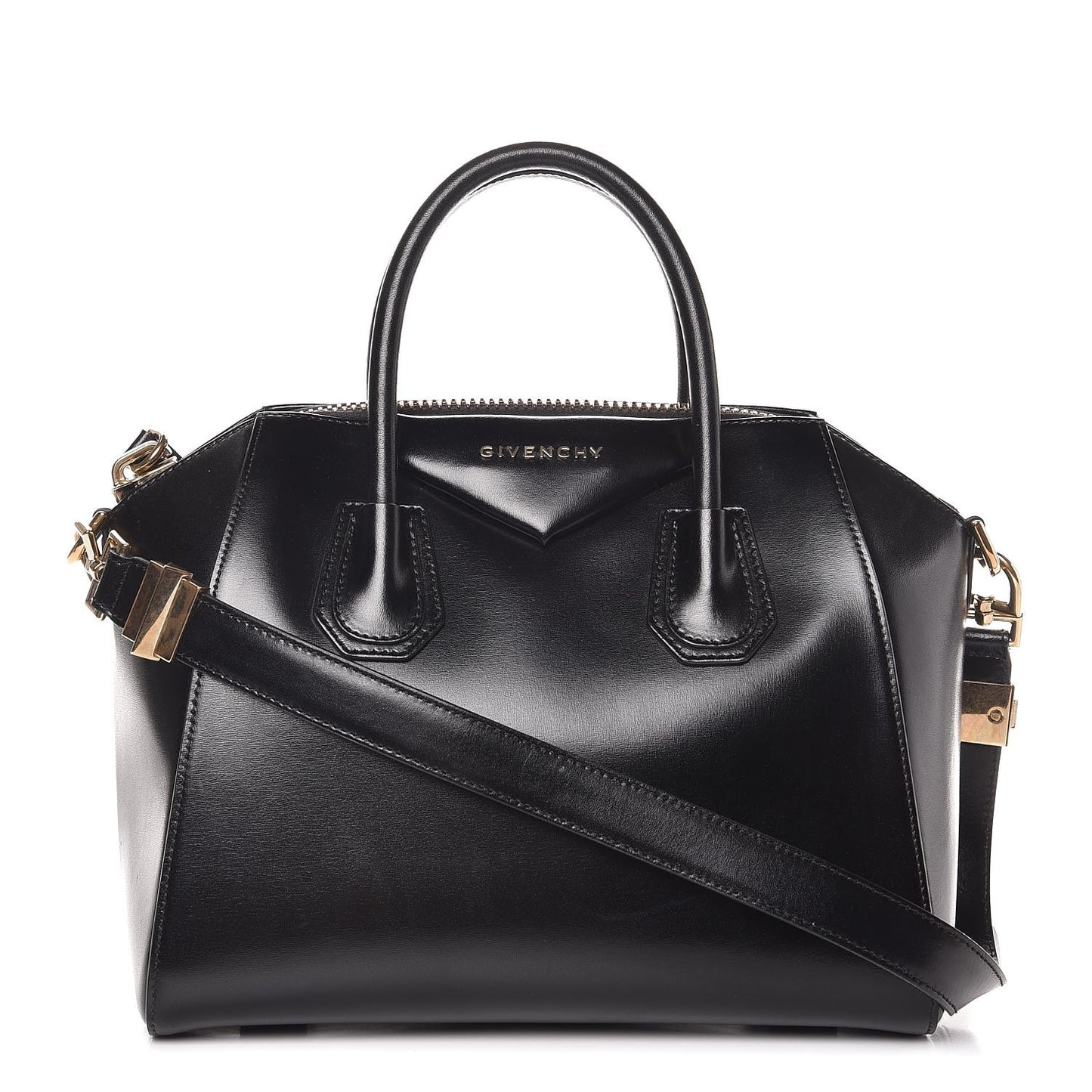 Shiny Lord Calfskin Small Antigona Black