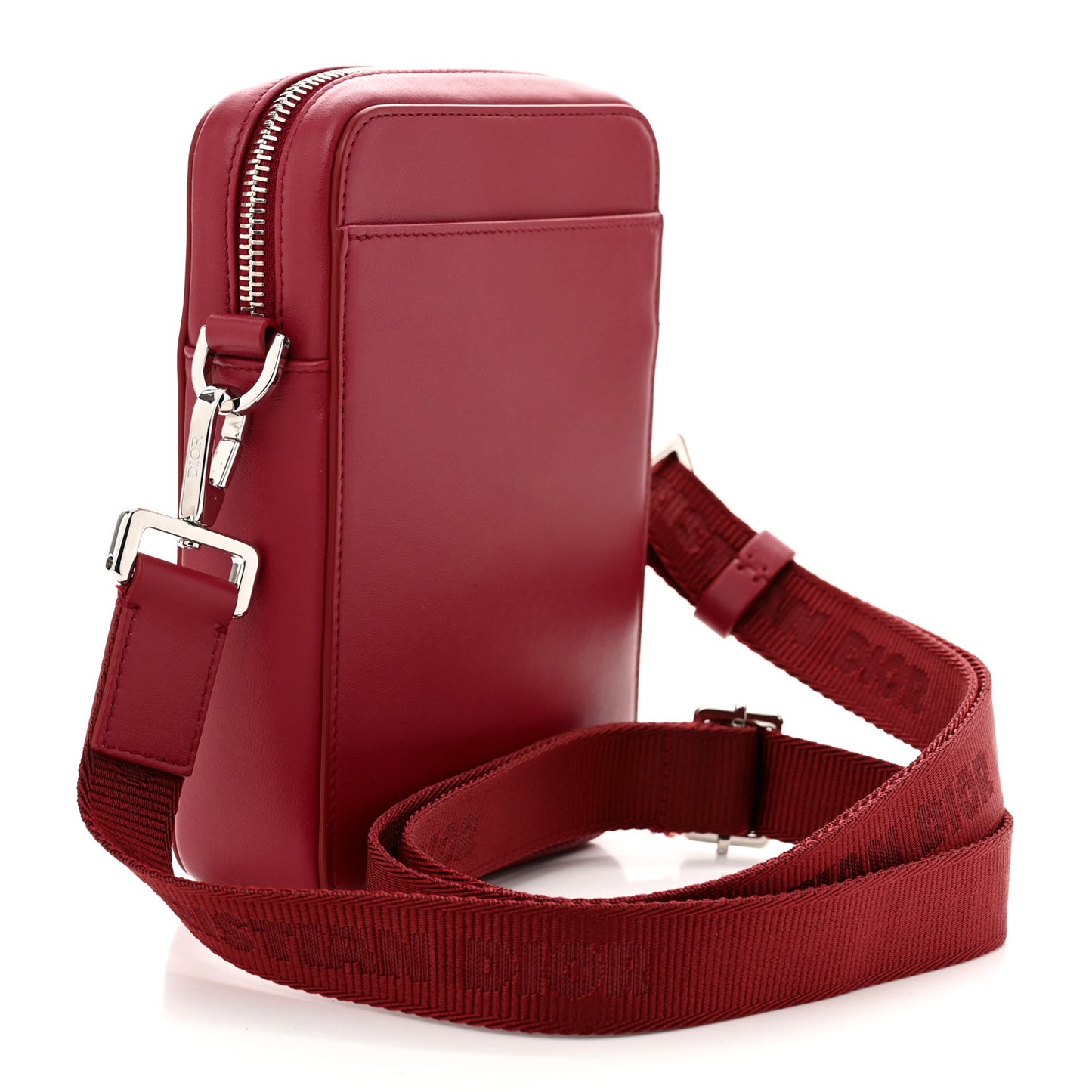 Calfskin Oblique Galaxy Perforated World Tour Messenger Pouch Red White