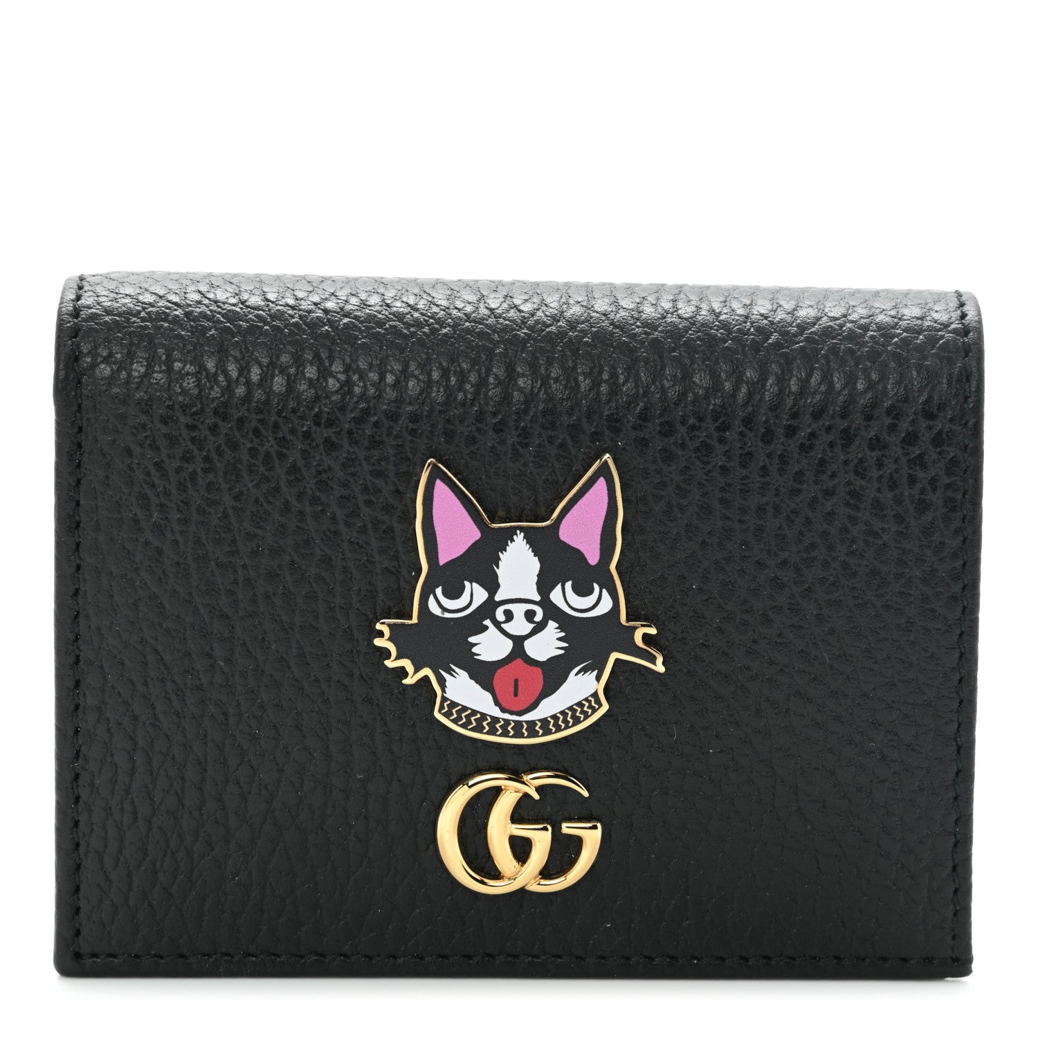 Gucci Dollar Calfskin Bosco Card Case Wallet Black 1 of 10