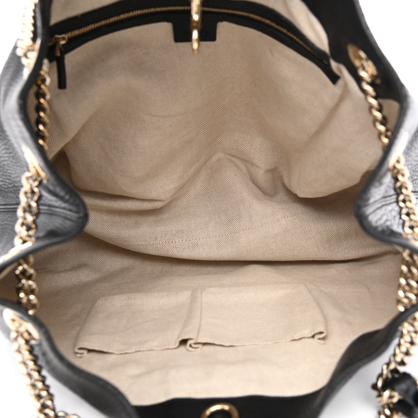 Pebbled Calfskin Large Soho Chain Shoulder Bag Black