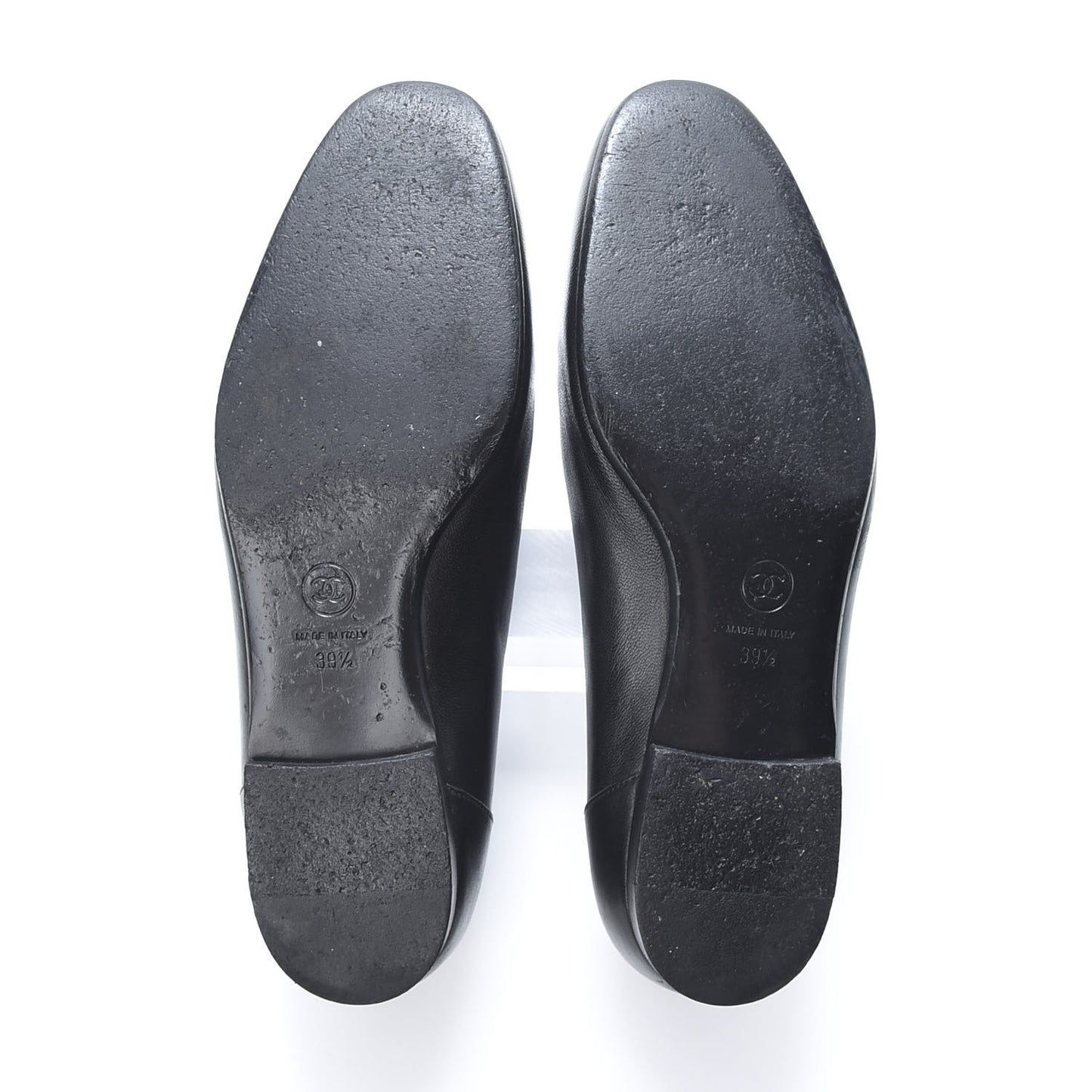 Lambskin Grosgrain CC Mocassin Loafers 39.5 Black
