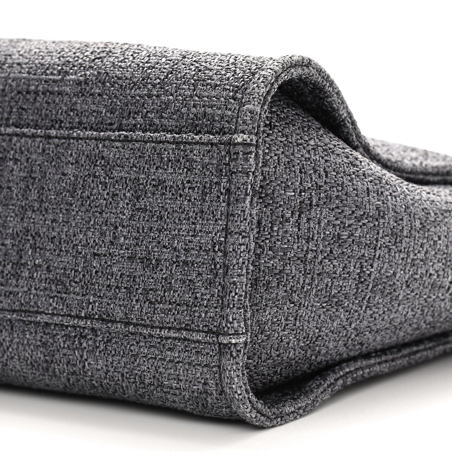 Woven Straw Raffia Small Deauville Tote Charcoal