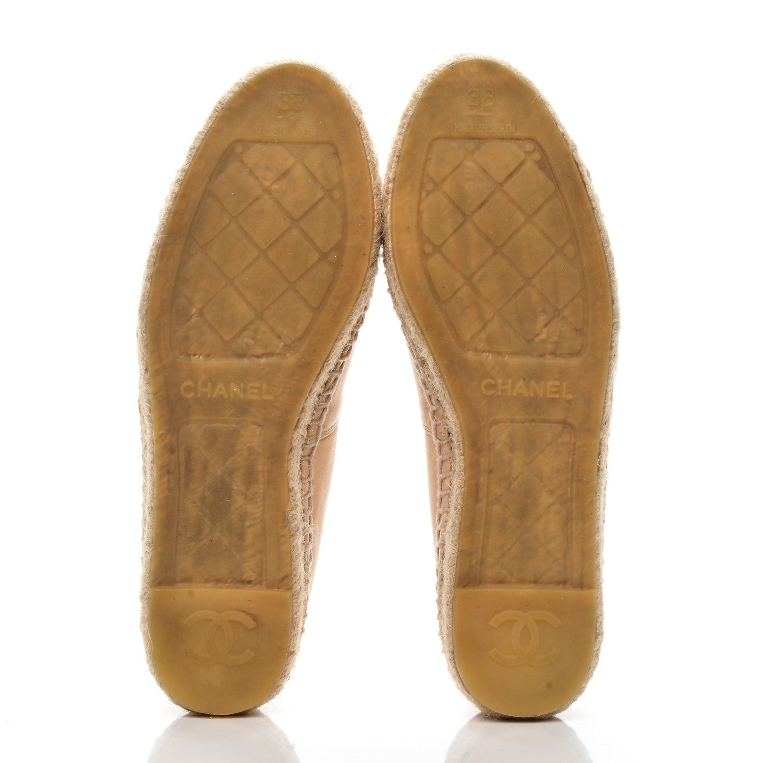 Chanel Lambskin CC Espadrilles 38 Beige Black 5 of 9
