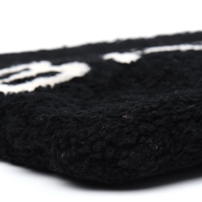 Balenciaga Sheepskin Shearling Contrasted Logo Large Zip Pouch Black 9 of 13