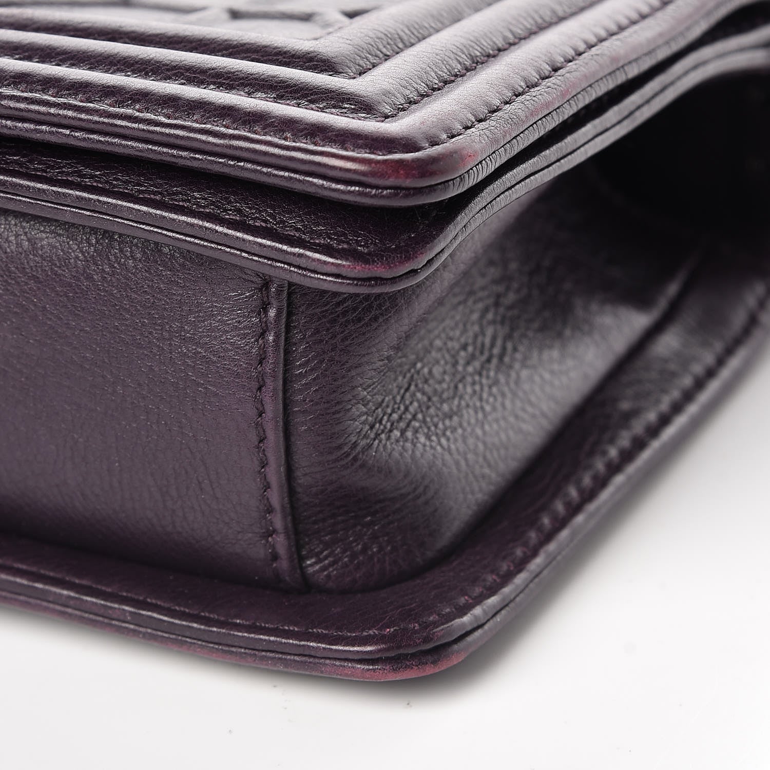 Chanel Calfskin Crystal Embossed Small Boy Flap Plum 9 of 9