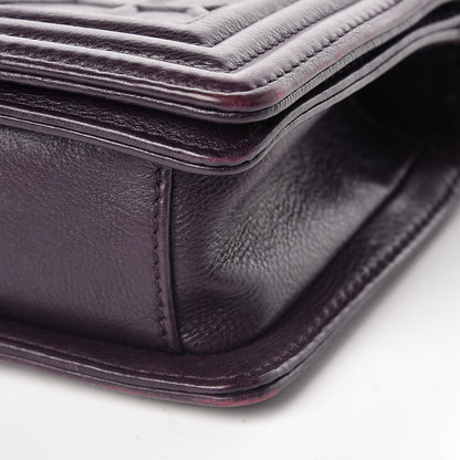 Chanel Calfskin Crystal Embossed Small Boy Flap Plum 9 of 9