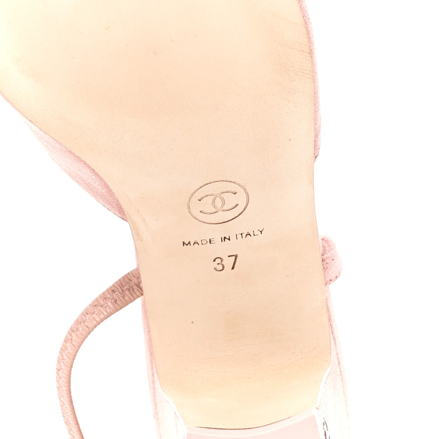 Chanel Suede Cap Toe CC Slingback Pumps 37 Light Pink Coral