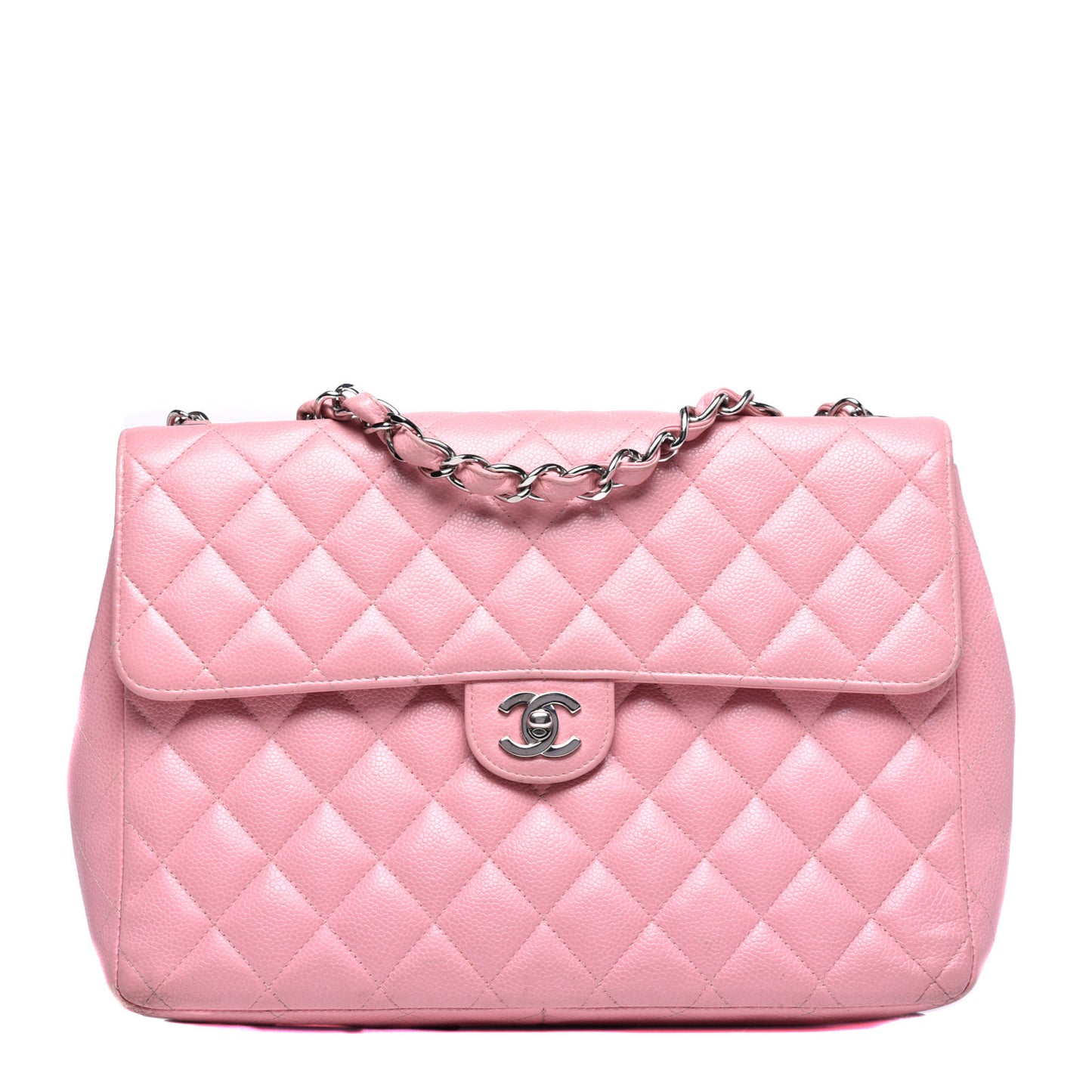 Caviar Quilted Jumbo Single Flap Pink