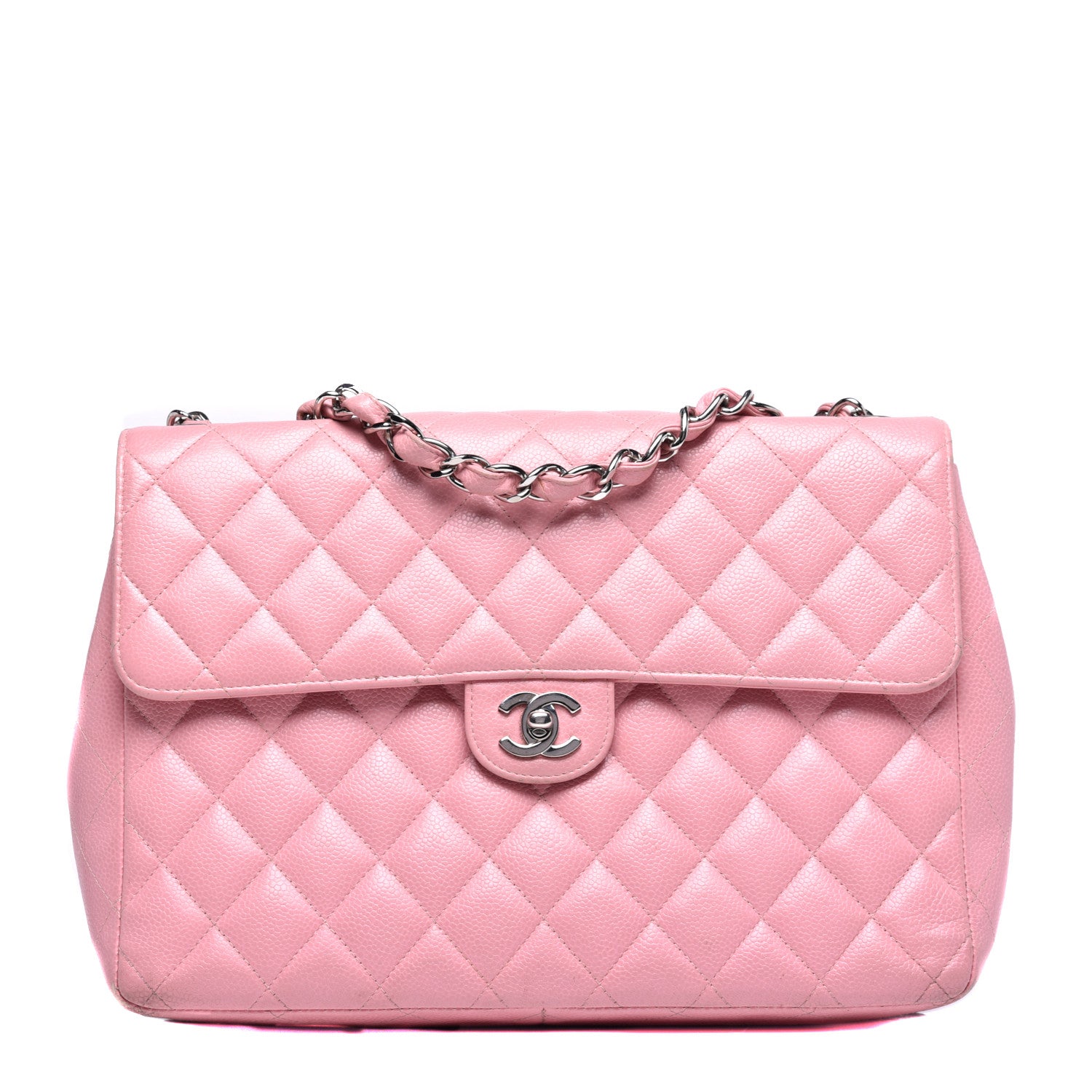 Chanel Caviar Quilted Jumbo Single Flap Pink 1 of 9
