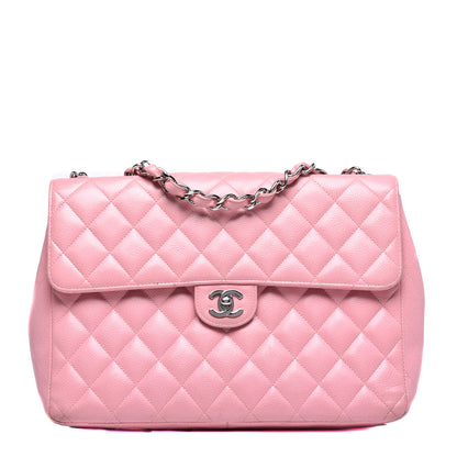 Chanel Caviar Quilted Jumbo Single Flap Pink 1 of 9