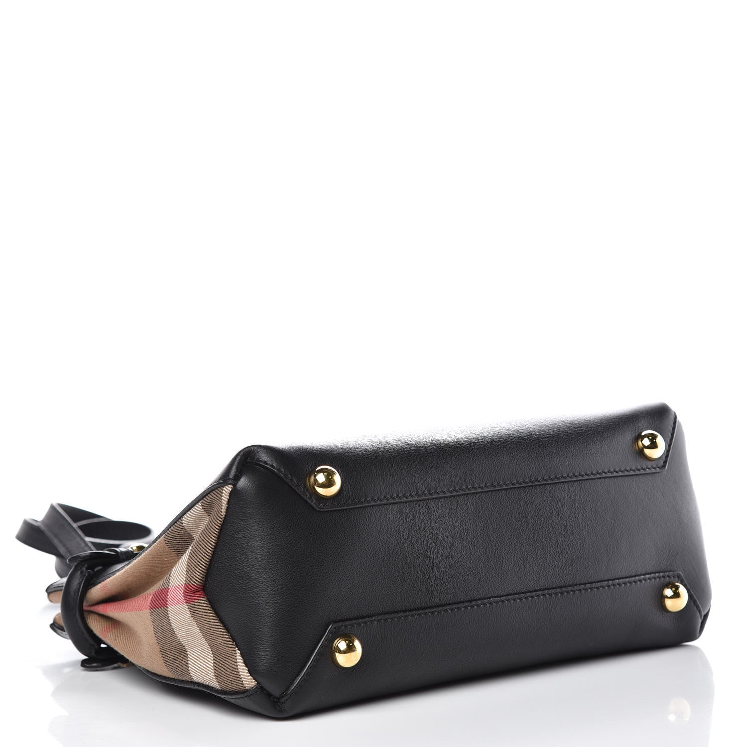 Burberry Grainy Calfskin House Check Small Banner Tote Black 4 of 11